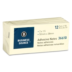ADHESIVE NOTES - 2X1.5, YELLOW, 12 PACK