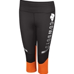 GREY SPANDEX CAPRI WITH ORANGE MESH