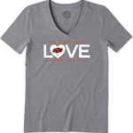 LIFE IS GOOD LOVE V NECK TEE