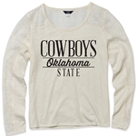 CREAM LONG SLEEVE CROCHET SLEEVE TEE