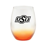 OSU COLORED BOTTOM STEMLESS WINE GLASS