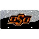 OSU SILVER AND BLACK GLITTER PLATE