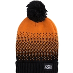 ORANGE/BLACK BEANIE WITH POM