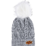 GREY MARLED BEANIE WITH POM