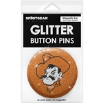 PISTOL PETE GLITTER BUTTON PIN