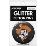 PISTOL PETE GLITTER BUTTON PIN