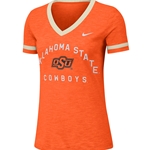 NIKE ORANGE SLUB V NECK RINGER TEE