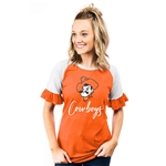 GAMEDAY COUTURE TWIST IT UP RUFFLE SLEEVE TOP