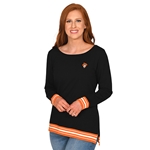 BLACK STRIPED RIB PULLOVER