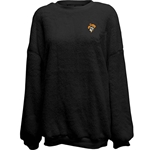 BLACK DOUBLE PLUSH DROP SHOULDER CREW
