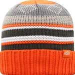 ORANGE/GREY MULTI PRINT CUFF BEANIE