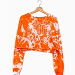ORANGE GAULT TIE DYE LONG SLEEVE CROP TEE