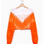 ORANGE SPECKLE TIE DYE LONG SLEEVE CROP