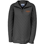 CHARCOAL QUILTED BUTTON PLACKET PULLOVER