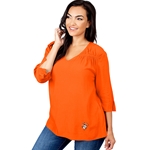 ORANGE ASYMMETRICAL FLARED SLEEVE TOP
