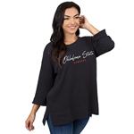 BLACK WAFFLE BOAT NECK TOP