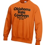 REVERSE WEAVE ORANGE FLEECE CREW