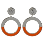 PETE SILVER & ORANGE ENAMEL CIRCLE EARRING