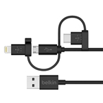 BELKIN UNIVERSAL CABLE WITH MICRO-USB, UBC-C AND LIGHTNING CONNECTORS