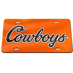 ORANGE COWBOYS SCRIPT LICENSE PLATE