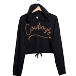 BLACK CROPPED HOODIE COWBOYS