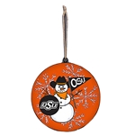 OKSTATE SNOWMAN METAL ORNAMENT