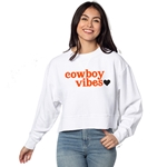WHITE BOXY CORDED CREW VIBES