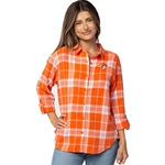 ORANGE AND WHITE PLAID 3/4 SLEEVE