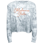 SILVER TIE DYED CROPPED LONG SLEEVE TEE