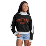 BLACK AND WHITE MOCK NECK SWEATSHIRT OK STATE