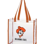 PETE ORANGE STRAP CLEAR TOTE