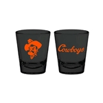 PETE/COWBOYS SCRIPT BLACK SHOT GLASS