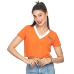 COWBOYS SCRIPT CROPPED V NECK TEE