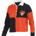 ORANGE/BLACK COLORBLOCKED CROPPED RUGBY