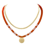 EMERSON STREET DOUBLE GOLD & ORANGE BRAND NECKLACE