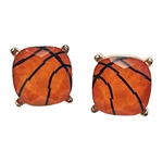 FAN GLAM BEVELED BASKETBALL STUD