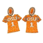 FAN GLAM OSU BEADED JERSEY EARRINGS