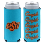 OSU BRAND COWGIRLS REPEAT SCRIPT TURQUOISE SLIM CAN COOLER