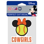 MINNIE COWGIRLS BARBWIRE SOFTBALL 4X4 DECAL