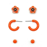 FAN GLAM ORANGE/BLACK SET OF 3 EARRINGS