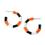 FAN GLAM ORANGE/BLACK/WHITE ENAMEL HOOPS