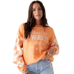 RUSSELL CHECK LANTERN SLEEVE CREW