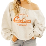 COWBOYS STENCIL OFF THE SHOULDER SWEATSHIRT