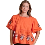 PUFF SLEEVE PEPLUM TOP