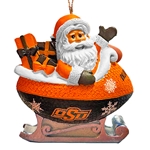 SANTA IN FOOTBALL SLEIGH ORNAMENT