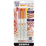 ZEBRA MIDLINER MIX HIGHLIGHTER - WARM 3PK