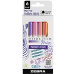 ZEBRA MIDLINER MIX HIGHLIGHTER - 6PK