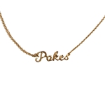 NICKEL & SUEDE POKES SCRIPT NECKLACE