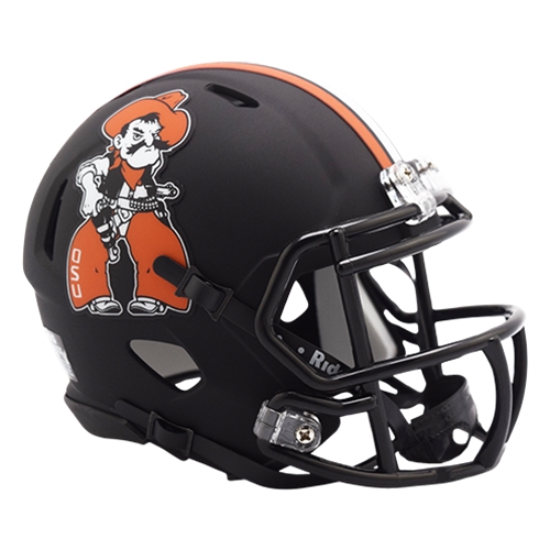 ShopOKState - RIDDELL MINI HELMET ORANGE W/ PETE HEAD