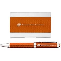 OSU ROLLINGBALL CARBON FIBER PEN/CARDHOLDER SET